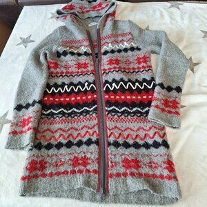Made In Italy Merino Wool Blend‎ Women's Long Cardigan Sweater Nordic Pattern